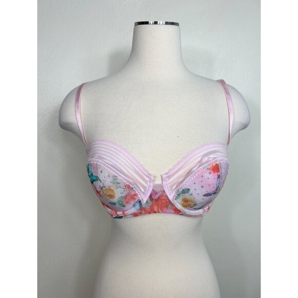 Savage x Fenty‎ Pink Butterfly Rhinstone Bra Size 34DD - Picture 1 of 6